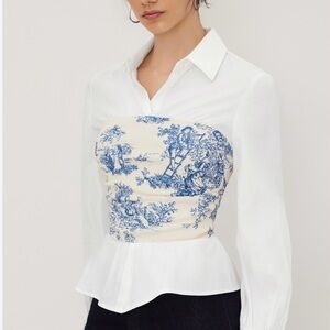 Cider White and Blue Button Down Shirt